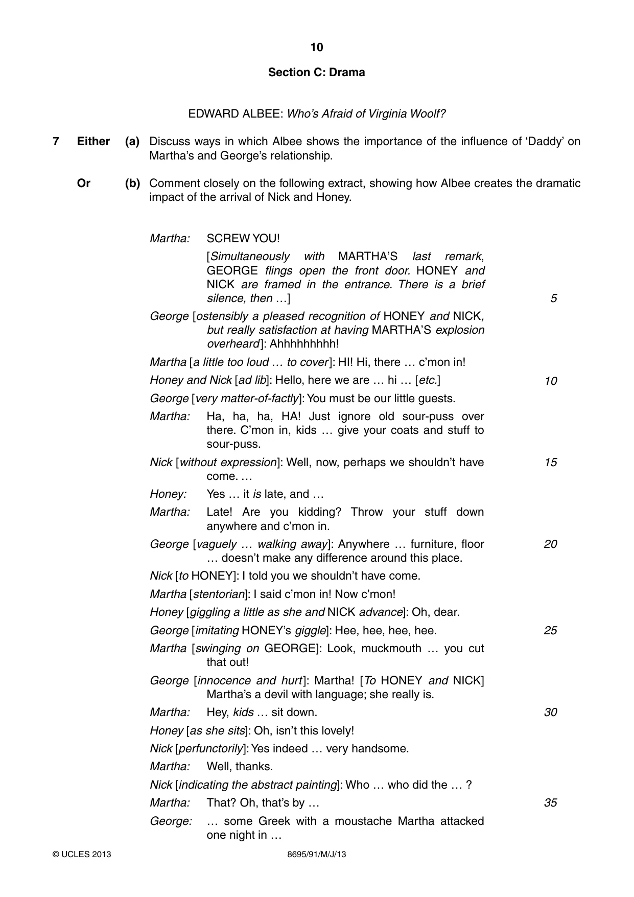 Cambridge A Level English - Language and Literature (AS Level only, from 2016) 8695 2013 May/June Paper 9 · Variant 1 question paper, page 10 of 16