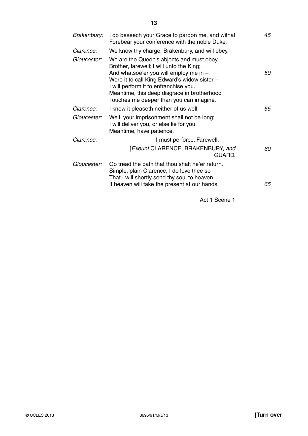 Cambridge A Level English - Language and Literature (AS Level only, from 2016) 8695 2013 May/June Paper 9 · Variant 1 question paper, page 13 of 16