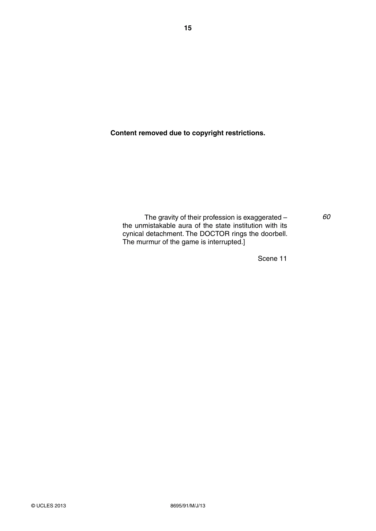 Cambridge A Level English - Language and Literature (AS Level only, from 2016) 8695 2013 May/June Paper 9 · Variant 1 question paper, page 15 of 16