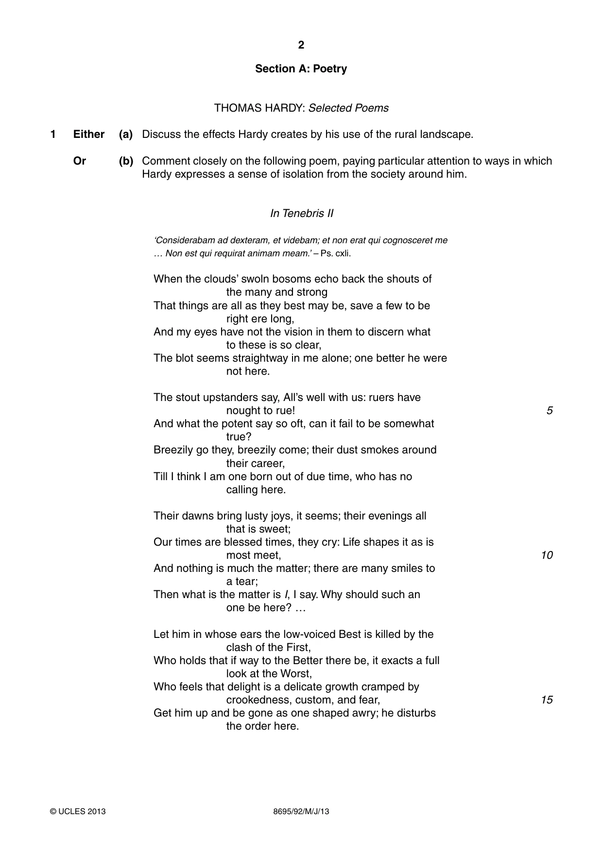 Cambridge A Level English - Language and Literature (AS Level only, from 2016) 8695 2013 May/June Paper 9 · Variant 2 question paper, page 2 of 20