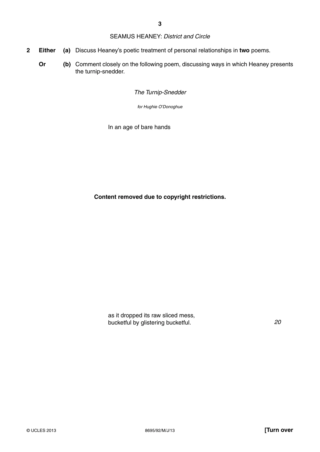 Cambridge A Level English - Language and Literature (AS Level only, from 2016) 8695 2013 May/June Paper 9 · Variant 2 question paper, page 3 of 20