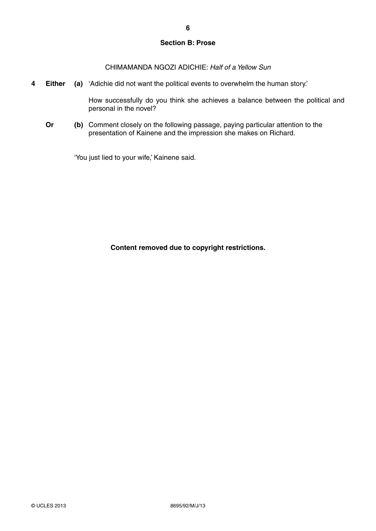 Cambridge A Level English - Language and Literature (AS Level only, from 2016) 8695 2013 May/June Paper 9 · Variant 2 question paper, page 6 of 20