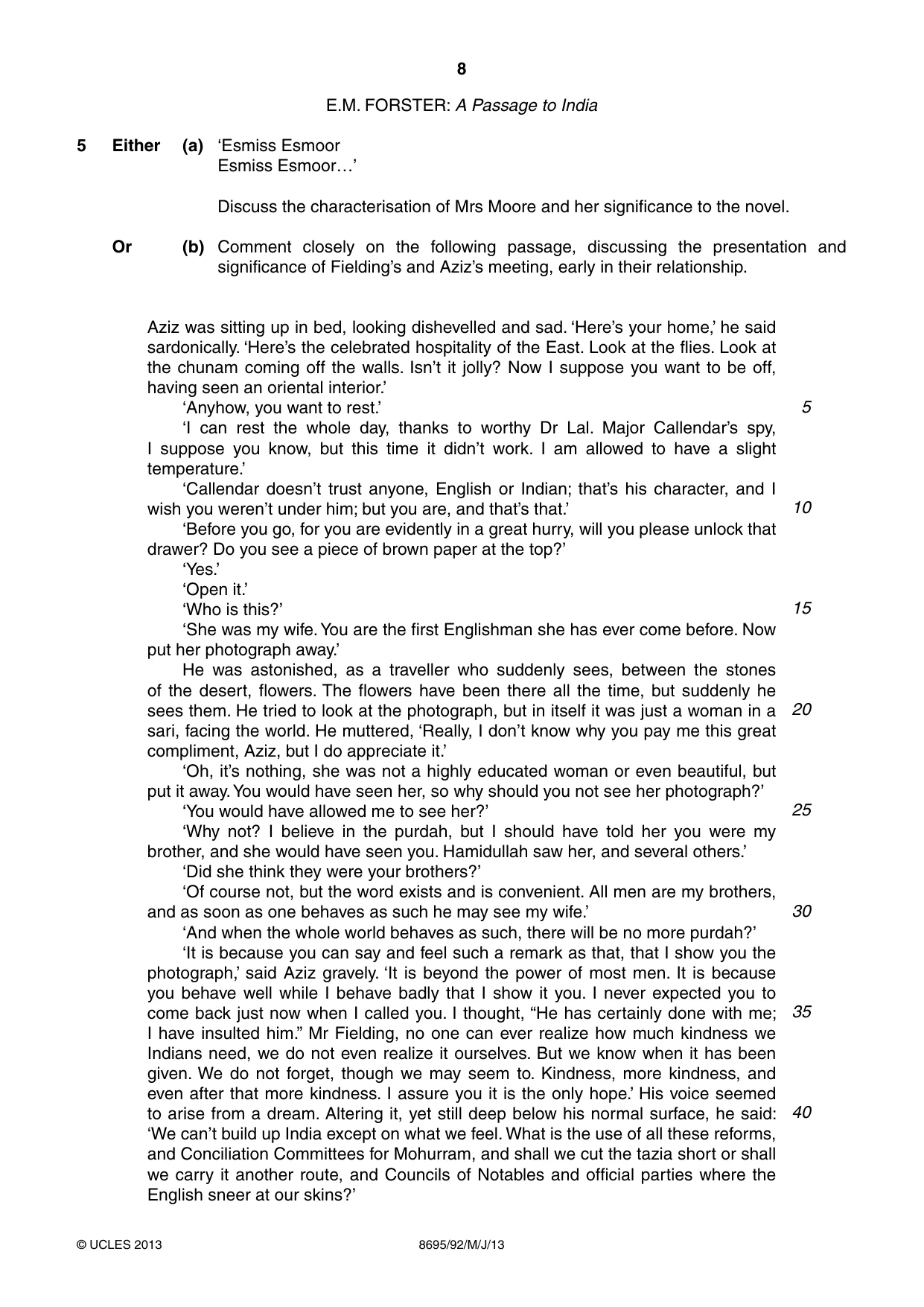 Cambridge A Level English - Language and Literature (AS Level only, from 2016) 8695 2013 May/June Paper 9 · Variant 2 question paper, page 8 of 20
