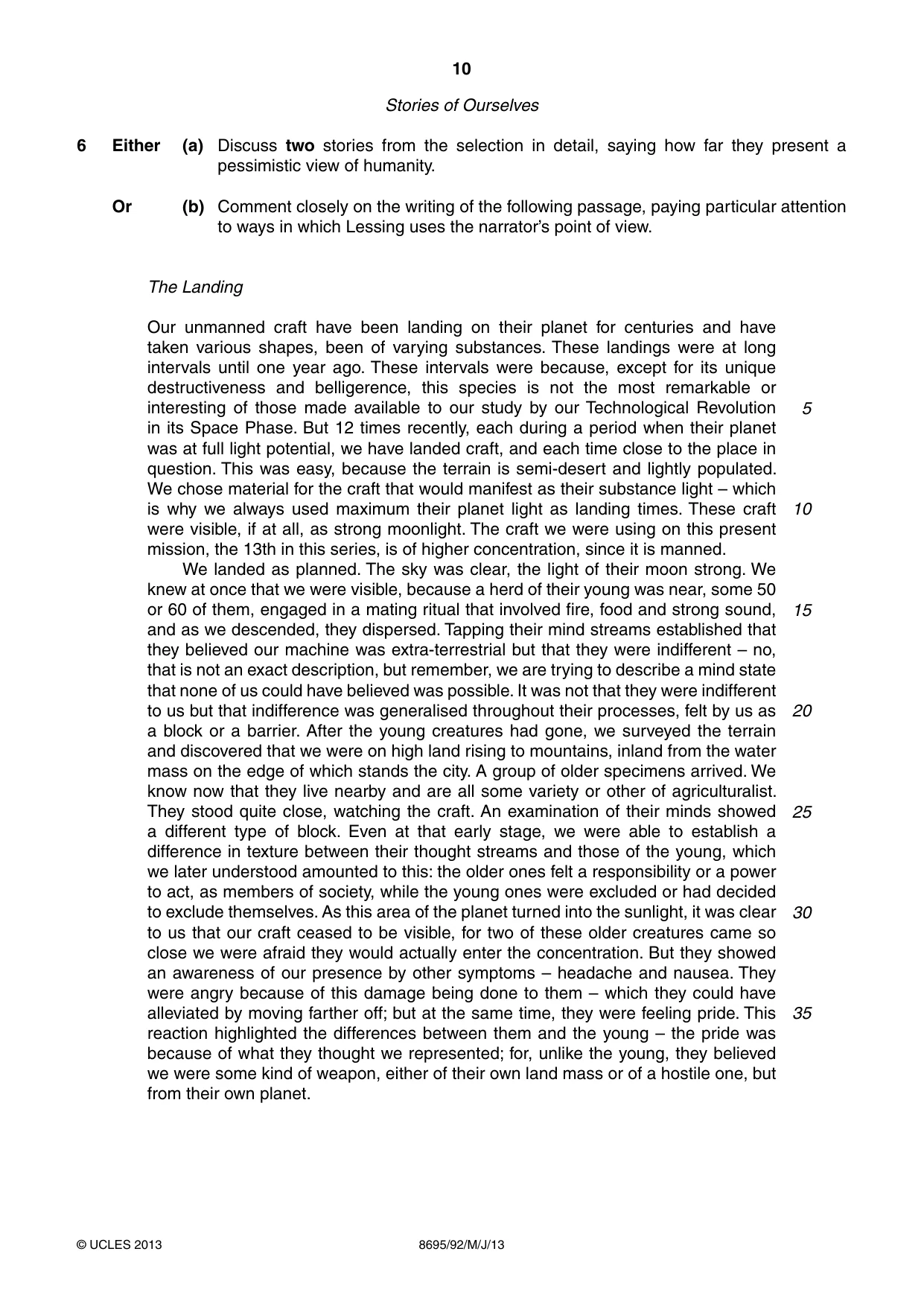 Cambridge A Level English - Language and Literature (AS Level only, from 2016) 8695 2013 May/June Paper 9 · Variant 2 question paper, page 10 of 20