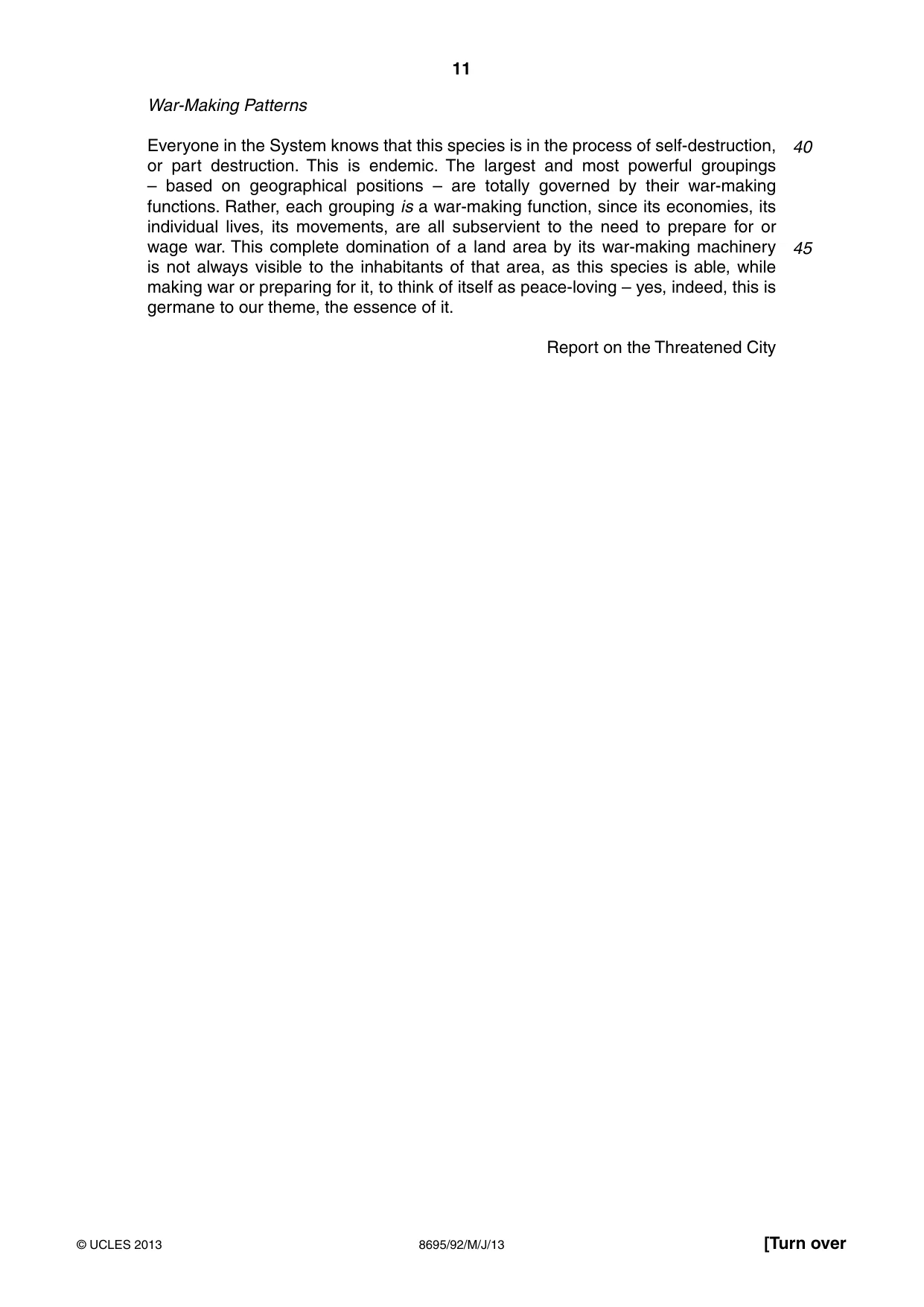 Cambridge A Level English - Language and Literature (AS Level only, from 2016) 8695 2013 May/June Paper 9 · Variant 2 question paper, page 11 of 20