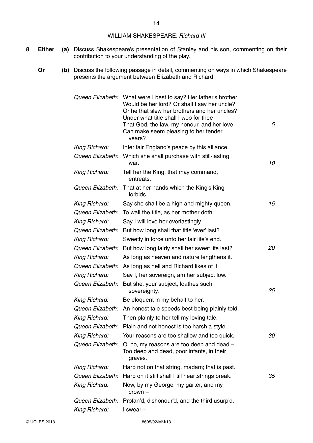 Cambridge A Level English - Language and Literature (AS Level only, from 2016) 8695 2013 May/June Paper 9 · Variant 2 question paper, page 14 of 20