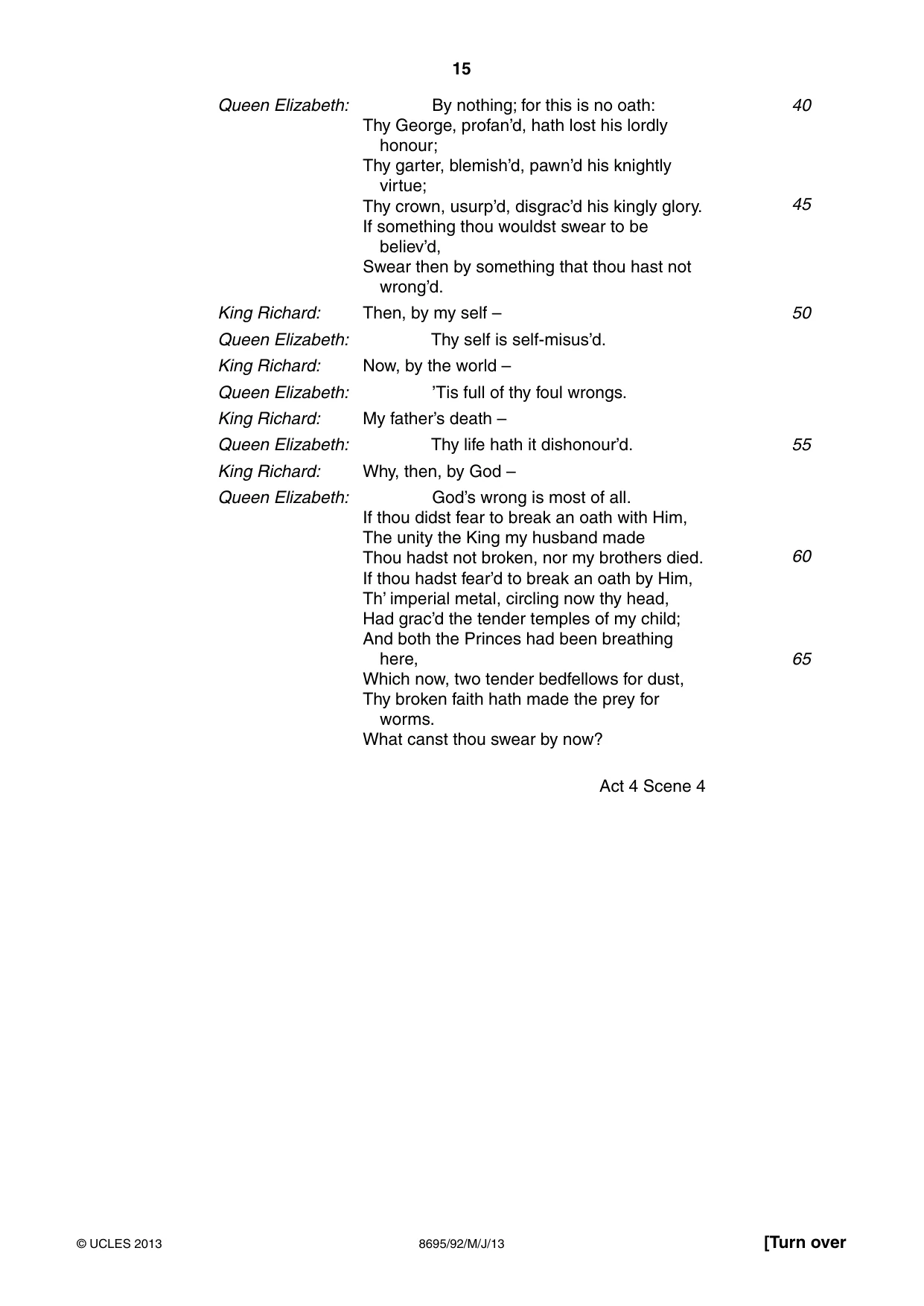 Cambridge A Level English - Language and Literature (AS Level only, from 2016) 8695 2013 May/June Paper 9 · Variant 2 question paper, page 15 of 20