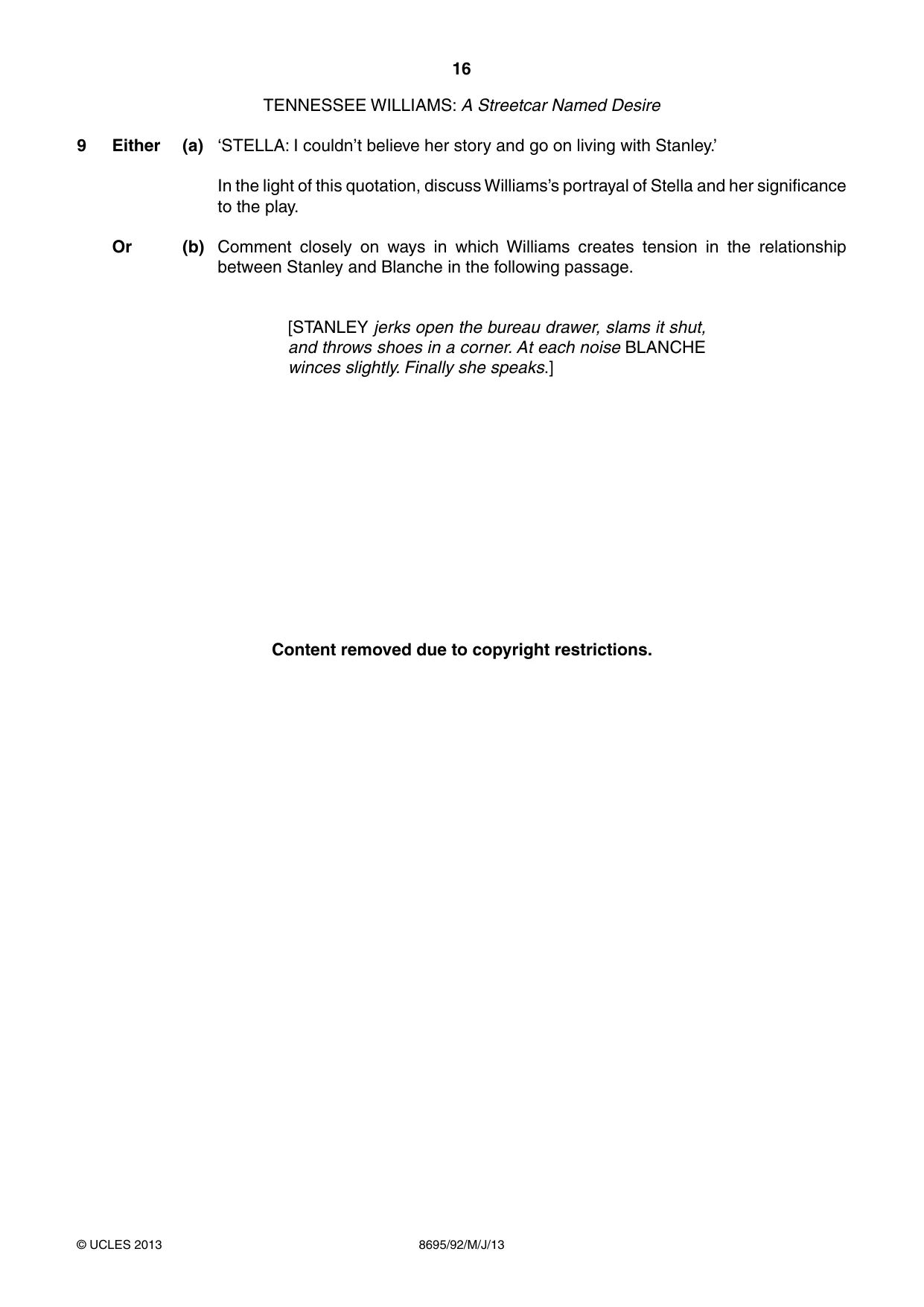 Cambridge A Level English - Language and Literature (AS Level only, from 2016) 8695 2013 May/June Paper 9 · Variant 2 question paper, page 16 of 20