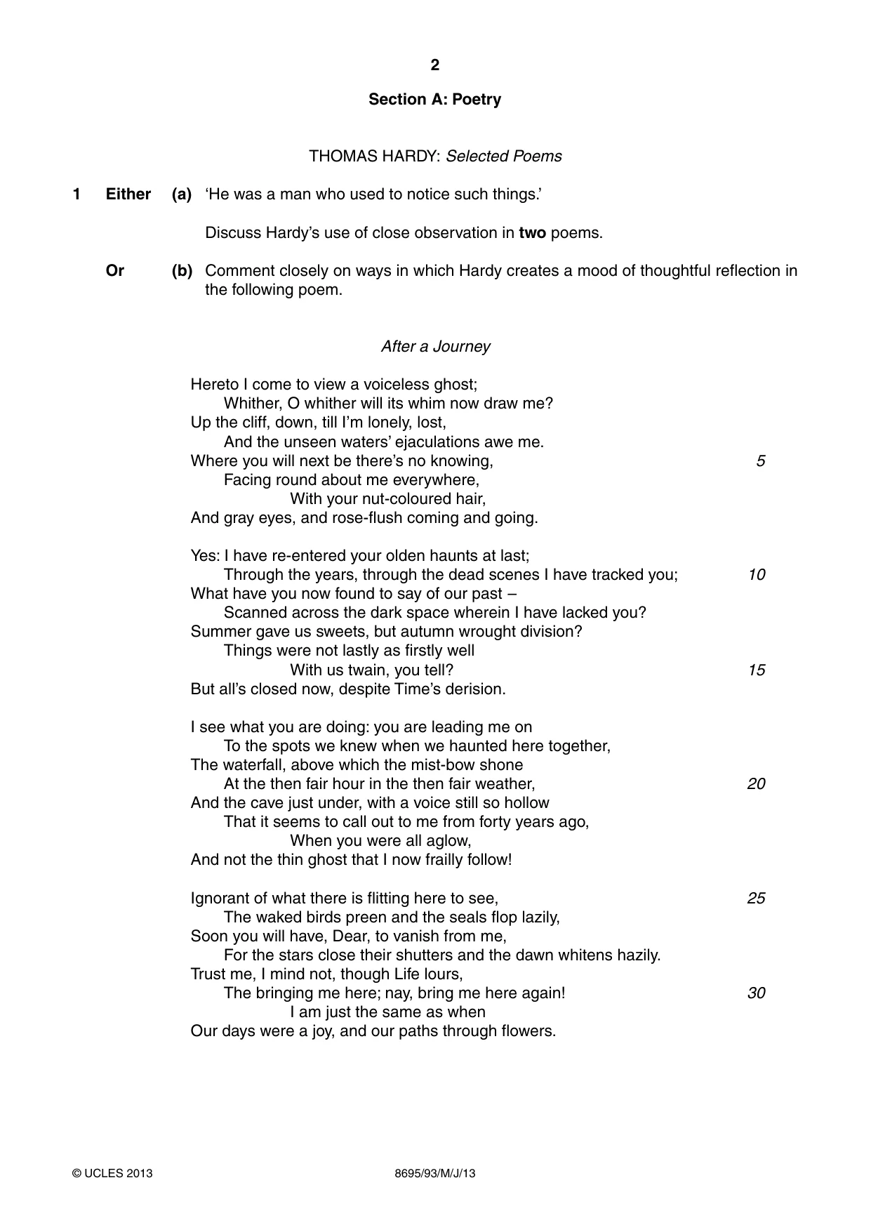 Cambridge A Level English - Language and Literature (AS Level only, from 2016) 8695 2013 May/June Paper 9 · Variant 3 question paper, page 2 of 20