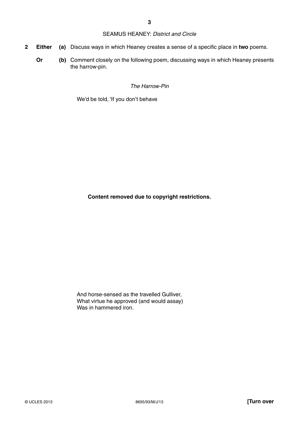 Cambridge A Level English - Language and Literature (AS Level only, from 2016) 8695 2013 May/June Paper 9 · Variant 3 question paper, page 3 of 20