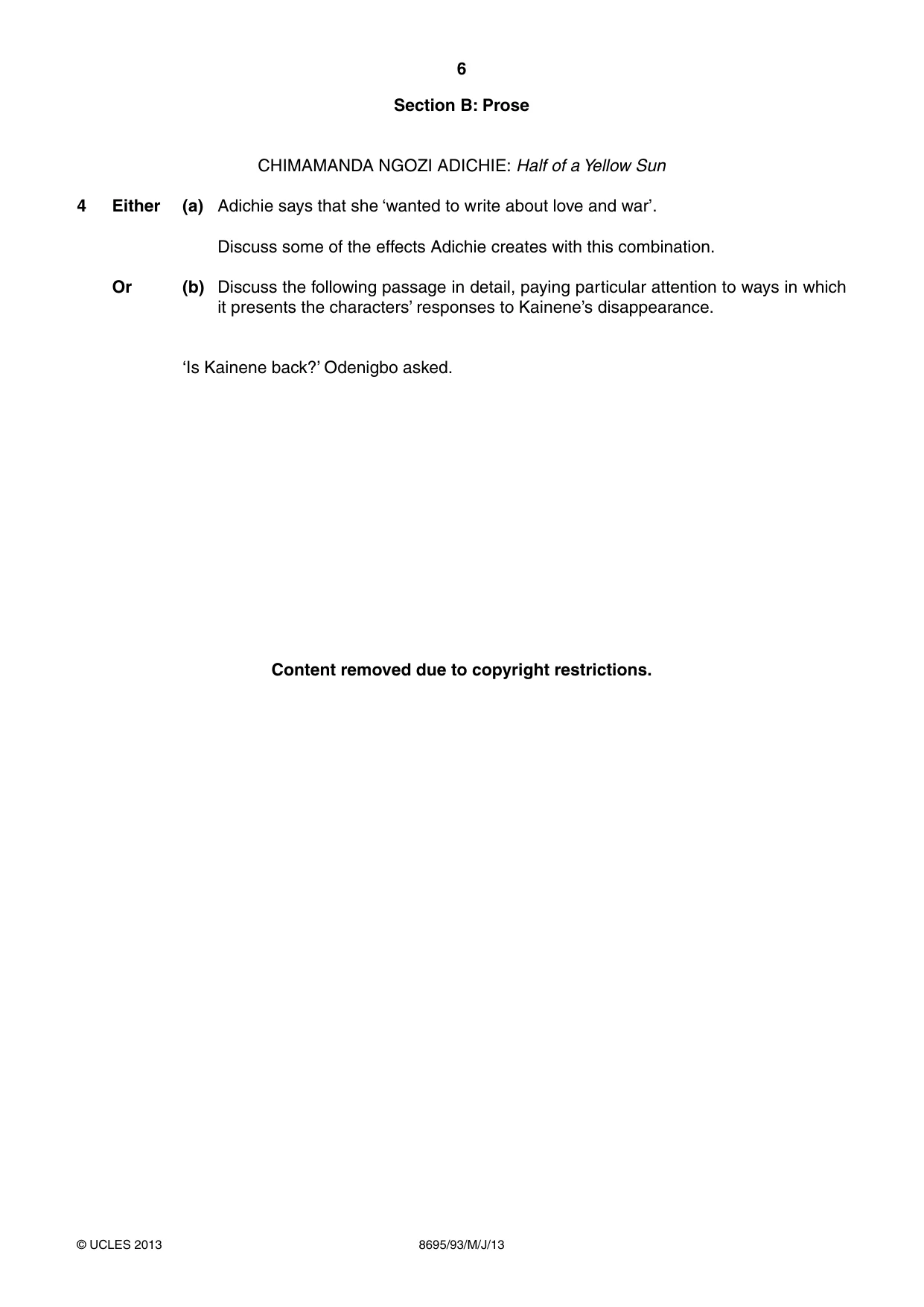 Cambridge A Level English - Language and Literature (AS Level only, from 2016) 8695 2013 May/June Paper 9 · Variant 3 question paper, page 6 of 20