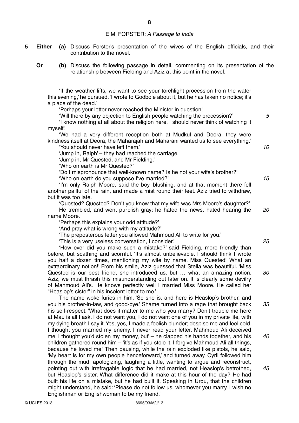 Cambridge A Level English - Language and Literature (AS Level only, from 2016) 8695 2013 May/June Paper 9 · Variant 3 question paper, page 8 of 20