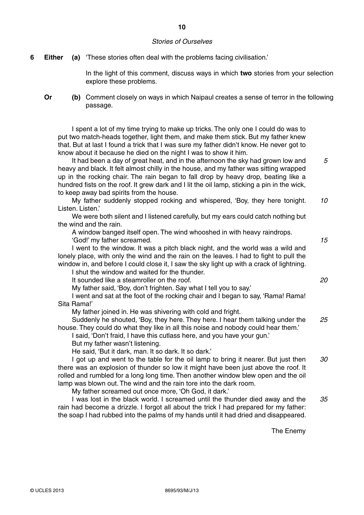 Cambridge A Level English - Language and Literature (AS Level only, from 2016) 8695 2013 May/June Paper 9 · Variant 3 question paper, page 10 of 20