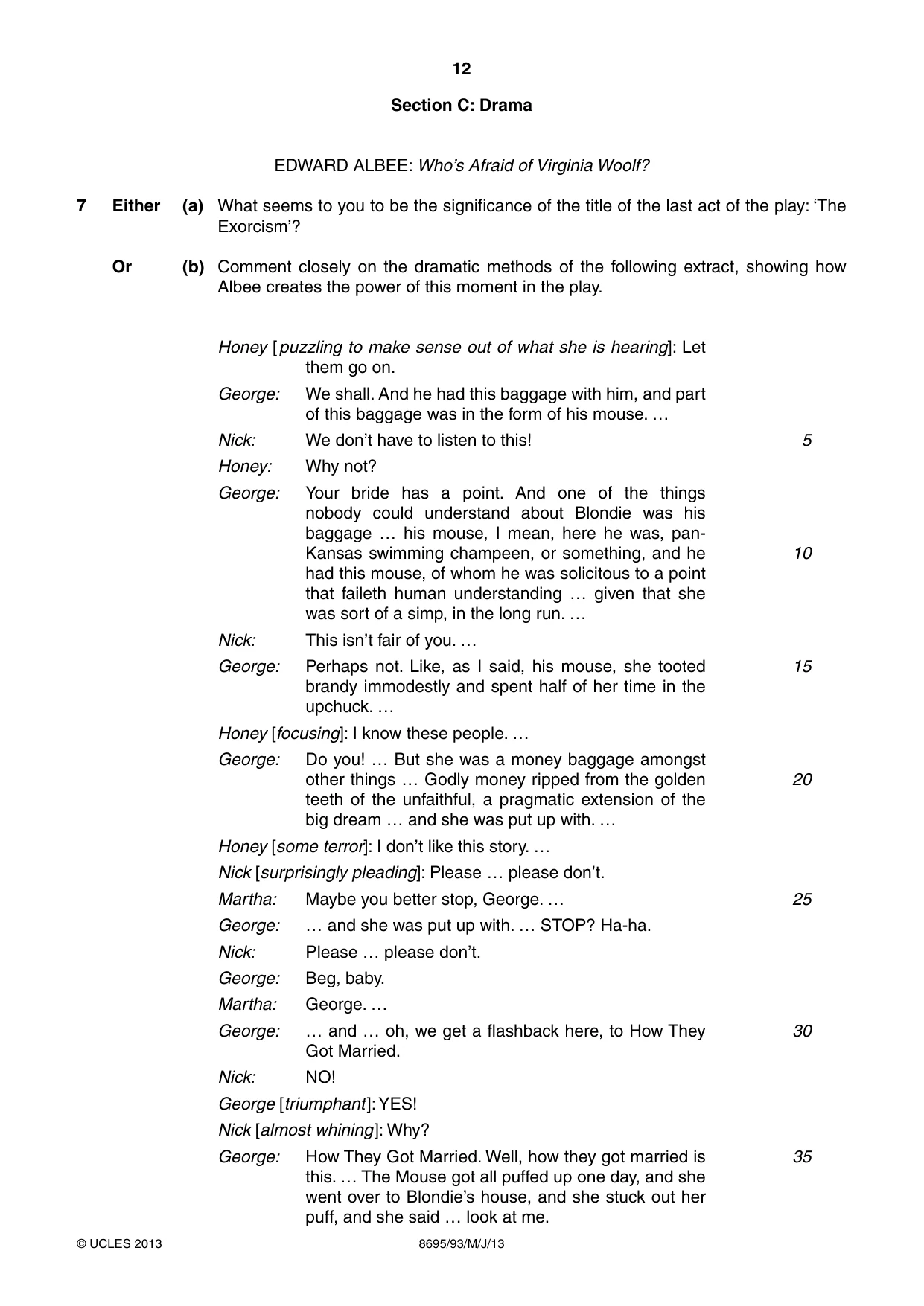 Cambridge A Level English - Language and Literature (AS Level only, from 2016) 8695 2013 May/June Paper 9 · Variant 3 question paper, page 12 of 20