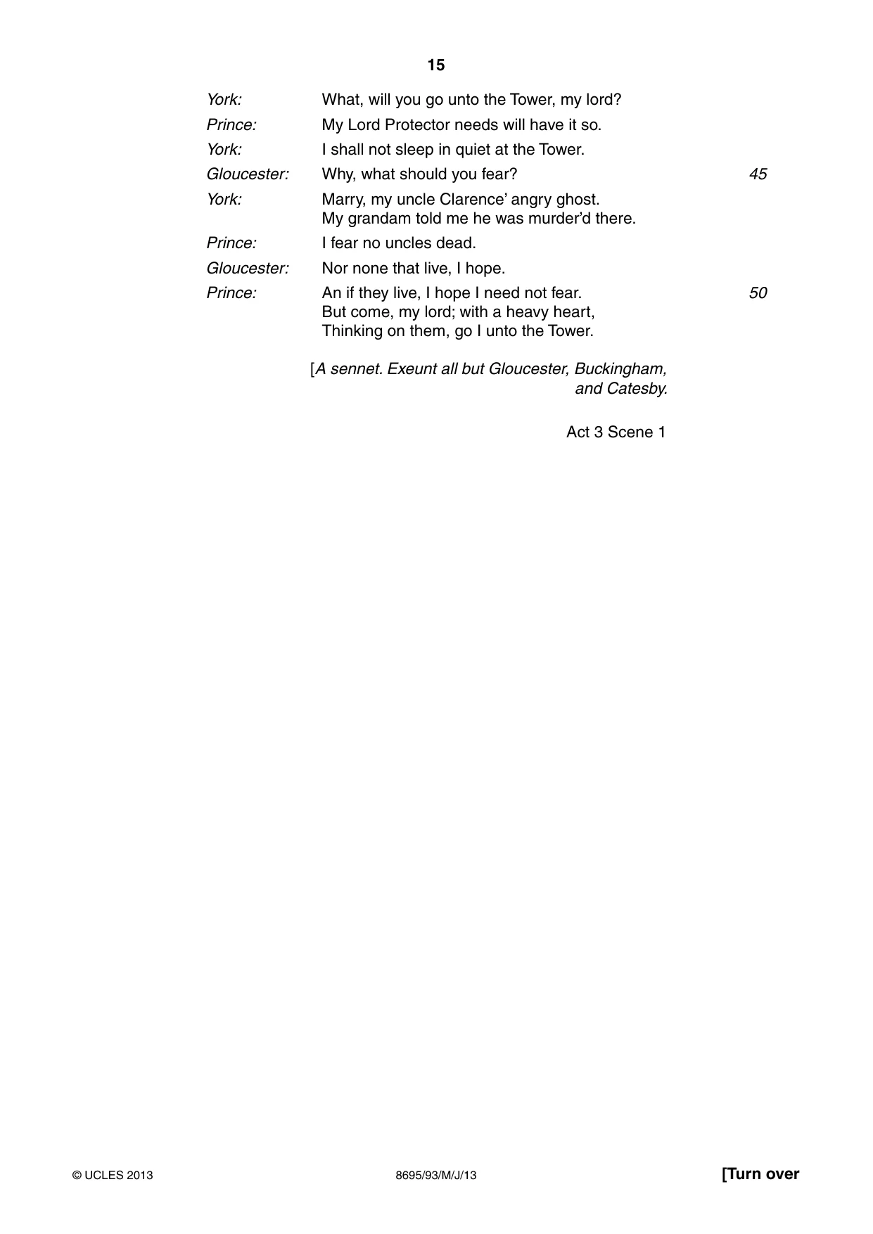 Cambridge A Level English - Language and Literature (AS Level only, from 2016) 8695 2013 May/June Paper 9 · Variant 3 question paper, page 15 of 20