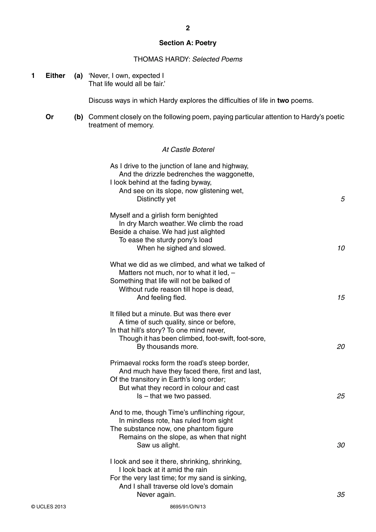 Cambridge A Level English - Language and Literature (AS Level only, from 2016) 8695 2013 Oct/Nov Paper 9 · Variant 1 question paper, page 2 of 16