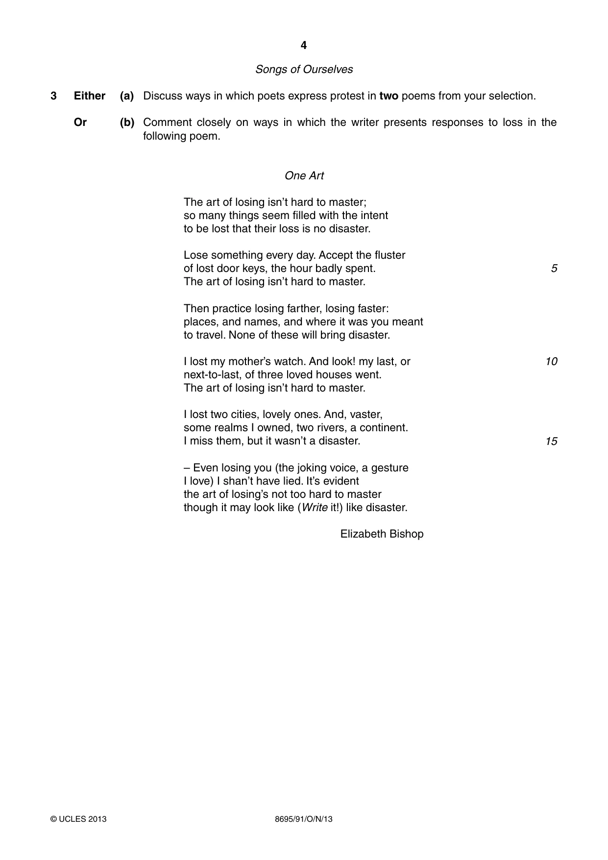 Cambridge A Level English - Language and Literature (AS Level only, from 2016) 8695 2013 Oct/Nov Paper 9 · Variant 1 question paper, page 4 of 16