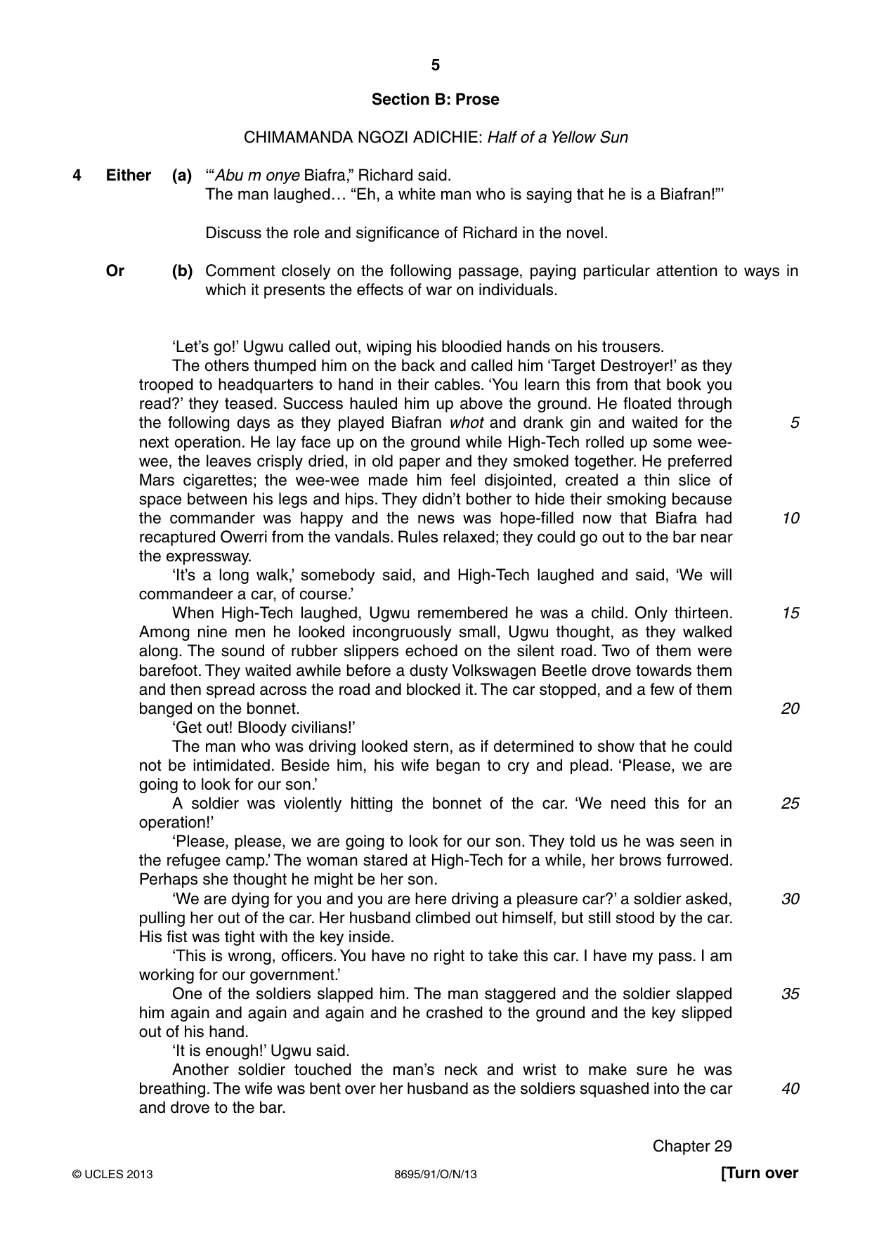 Cambridge A Level English - Language and Literature (AS Level only, from 2016) 8695 2013 Oct/Nov Paper 9 · Variant 1 question paper, page 5 of 16