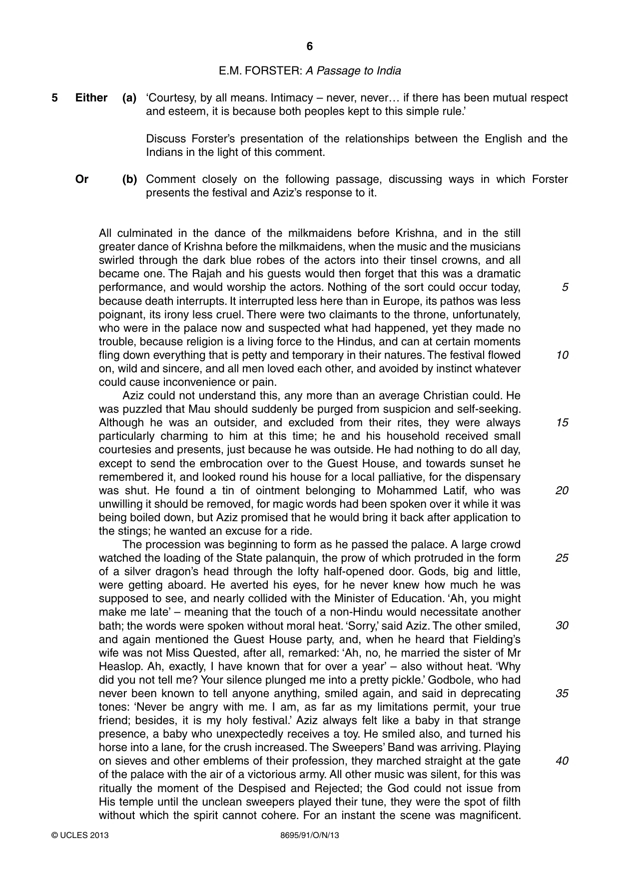 Cambridge A Level English - Language and Literature (AS Level only, from 2016) 8695 2013 Oct/Nov Paper 9 · Variant 1 question paper, page 6 of 16