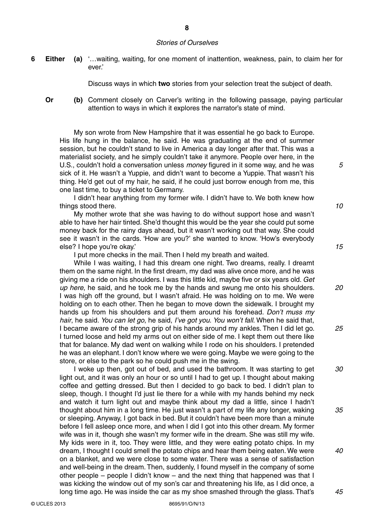 Cambridge A Level English - Language and Literature (AS Level only, from 2016) 8695 2013 Oct/Nov Paper 9 · Variant 1 question paper, page 8 of 16