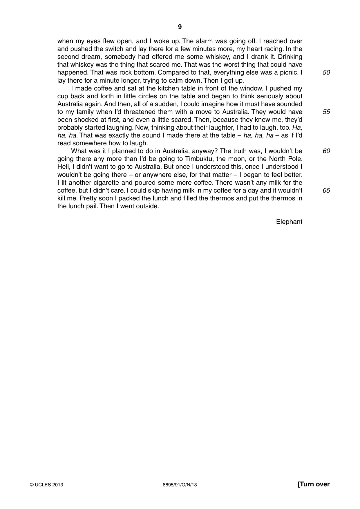 Cambridge A Level English - Language and Literature (AS Level only, from 2016) 8695 2013 Oct/Nov Paper 9 · Variant 1 question paper, page 9 of 16