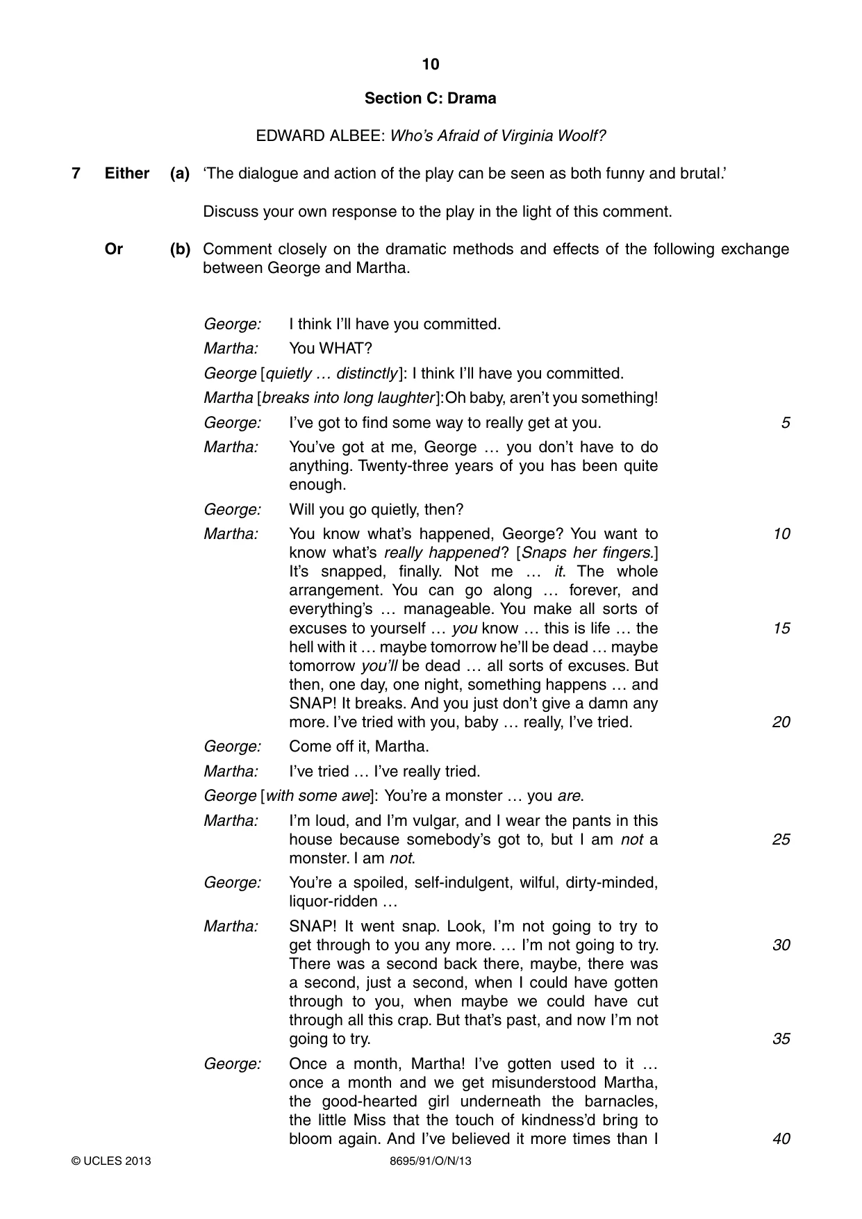 Cambridge A Level English - Language and Literature (AS Level only, from 2016) 8695 2013 Oct/Nov Paper 9 · Variant 1 question paper, page 10 of 16
