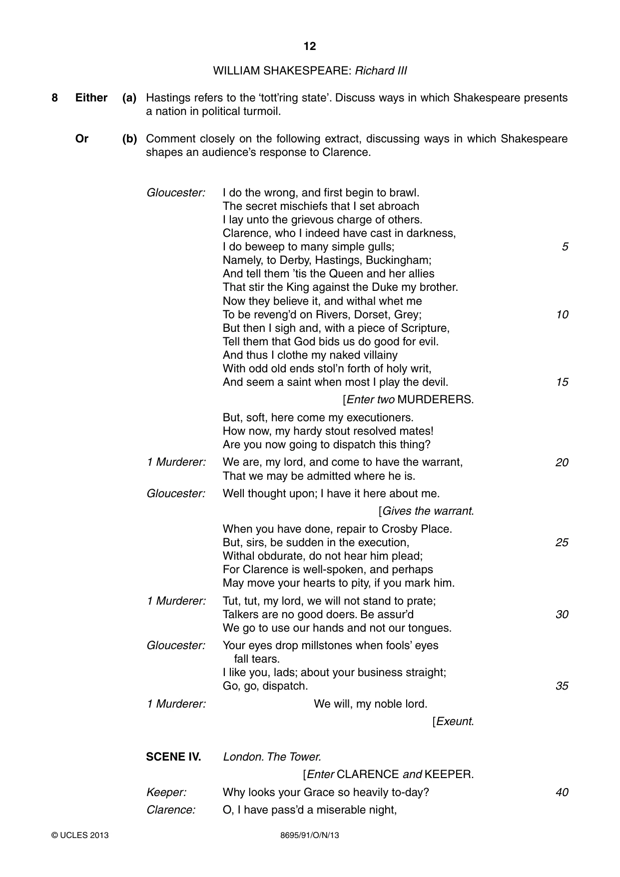 Cambridge A Level English - Language and Literature (AS Level only, from 2016) 8695 2013 Oct/Nov Paper 9 · Variant 1 question paper, page 12 of 16