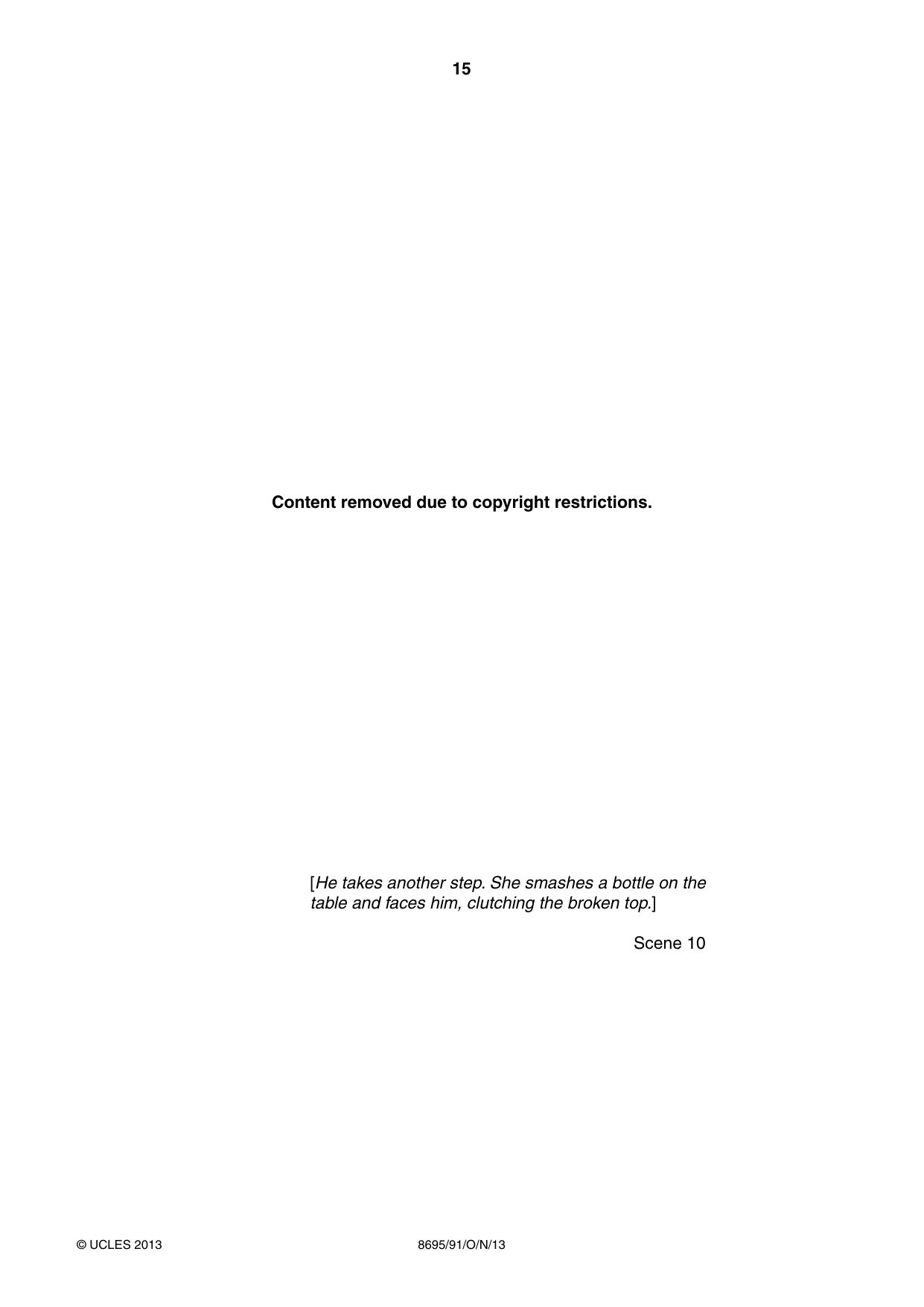 Cambridge A Level English - Language and Literature (AS Level only, from 2016) 8695 2013 Oct/Nov Paper 9 · Variant 1 question paper, page 15 of 16