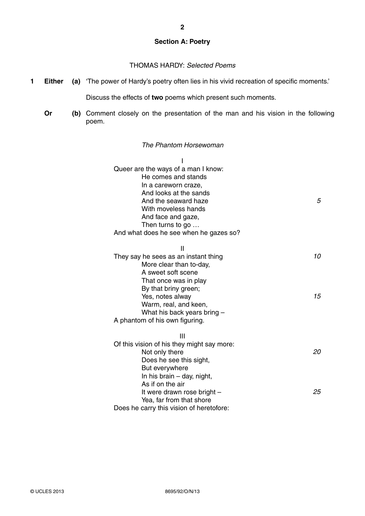 Cambridge A Level English - Language and Literature (AS Level only, from 2016) 8695 2013 Oct/Nov Paper 9 · Variant 2 question paper, page 2 of 20
