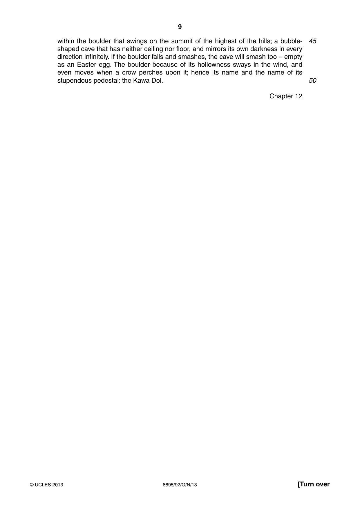 Cambridge A Level English - Language and Literature (AS Level only, from 2016) 8695 2013 Oct/Nov Paper 9 · Variant 2 question paper, page 9 of 20