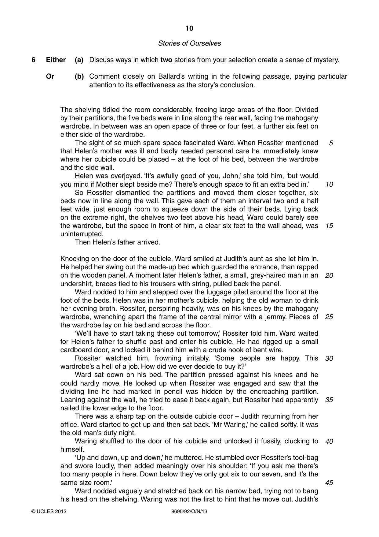 Cambridge A Level English - Language and Literature (AS Level only, from 2016) 8695 2013 Oct/Nov Paper 9 · Variant 2 question paper, page 10 of 20