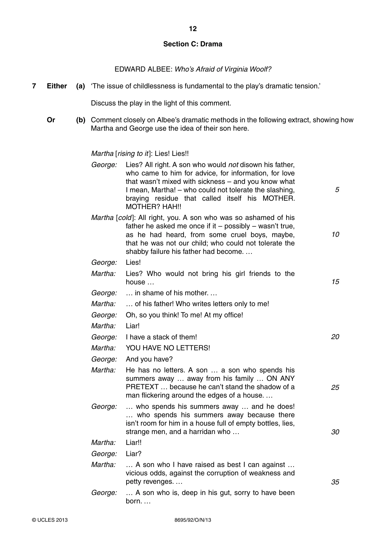 Cambridge A Level English - Language and Literature (AS Level only, from 2016) 8695 2013 Oct/Nov Paper 9 · Variant 2 question paper, page 12 of 20