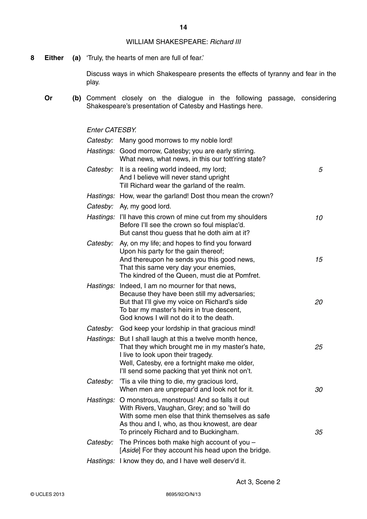 Cambridge A Level English - Language and Literature (AS Level only, from 2016) 8695 2013 Oct/Nov Paper 9 · Variant 2 question paper, page 14 of 20