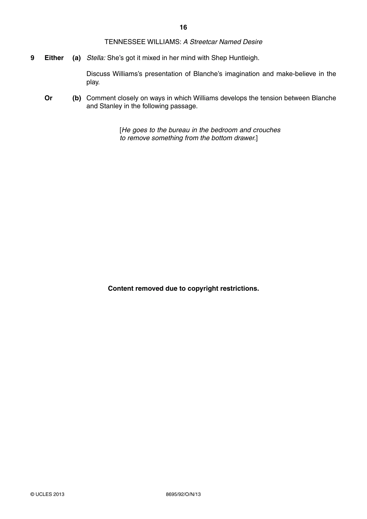 Cambridge A Level English - Language and Literature (AS Level only, from 2016) 8695 2013 Oct/Nov Paper 9 · Variant 2 question paper, page 16 of 20