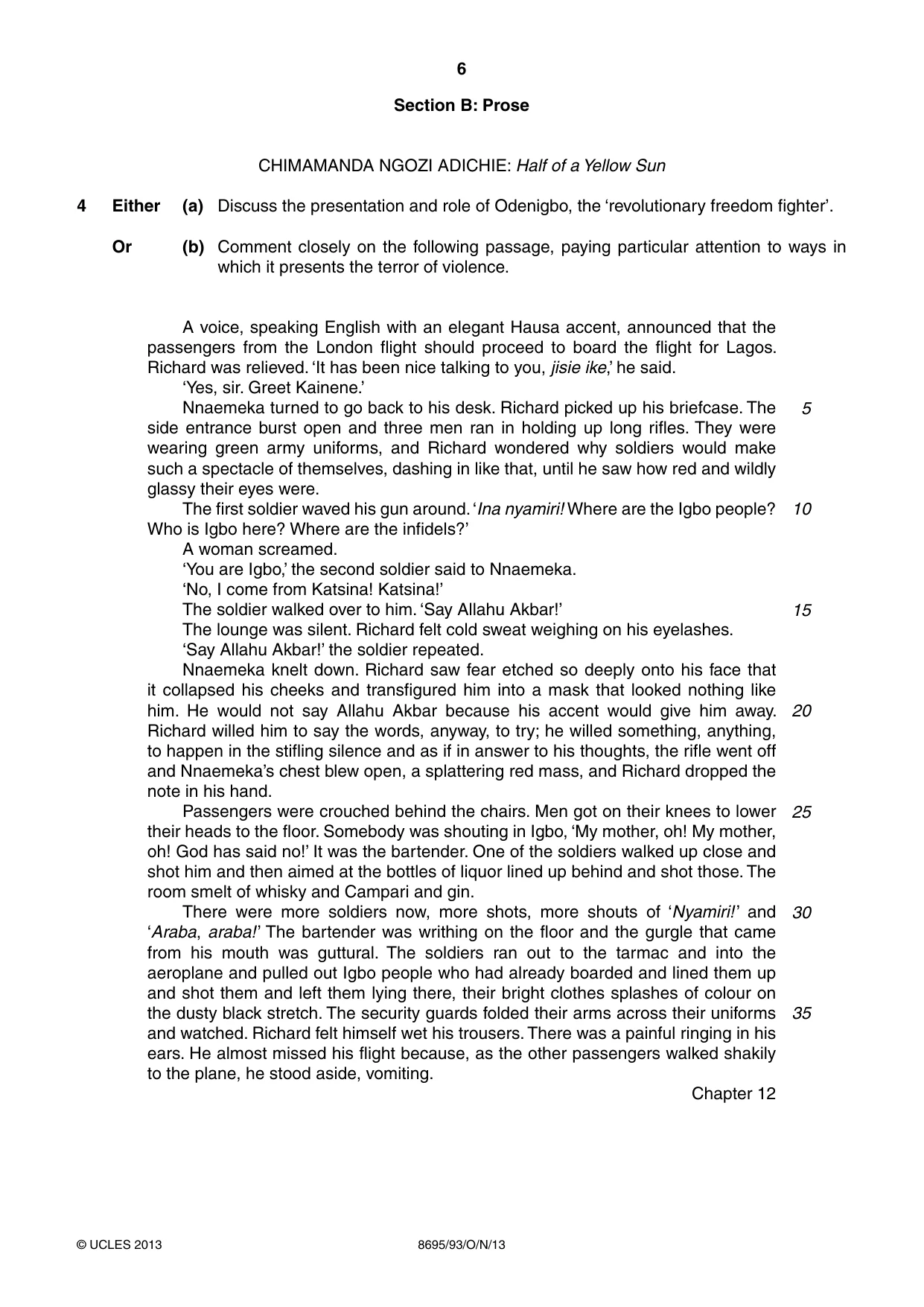 Cambridge A Level English - Language and Literature (AS Level only, from 2016) 8695 2013 Oct/Nov Paper 9 · Variant 3 question paper, page 6 of 16
