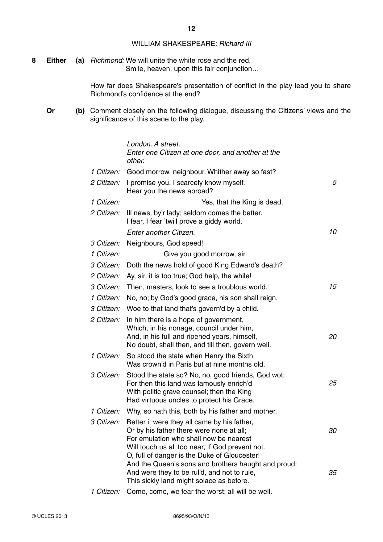 Cambridge A Level English - Language and Literature (AS Level only, from 2016) 8695 2013 Oct/Nov Paper 9 · Variant 3 question paper, page 12 of 16