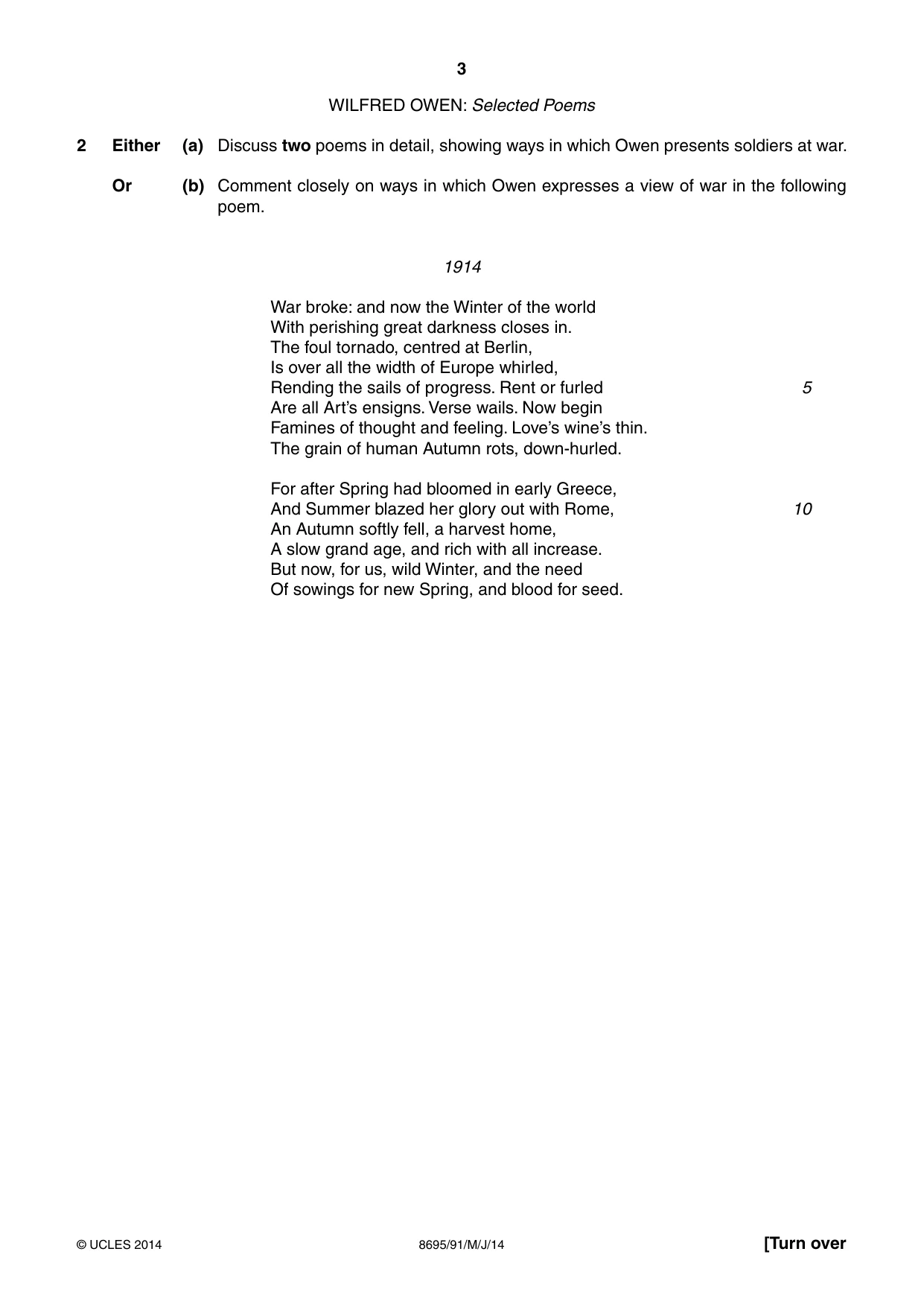 Cambridge A Level English - Language and Literature (AS Level only, from 2016) 8695 2014 May/June Paper 9 · Variant 1 question paper, page 3 of 20