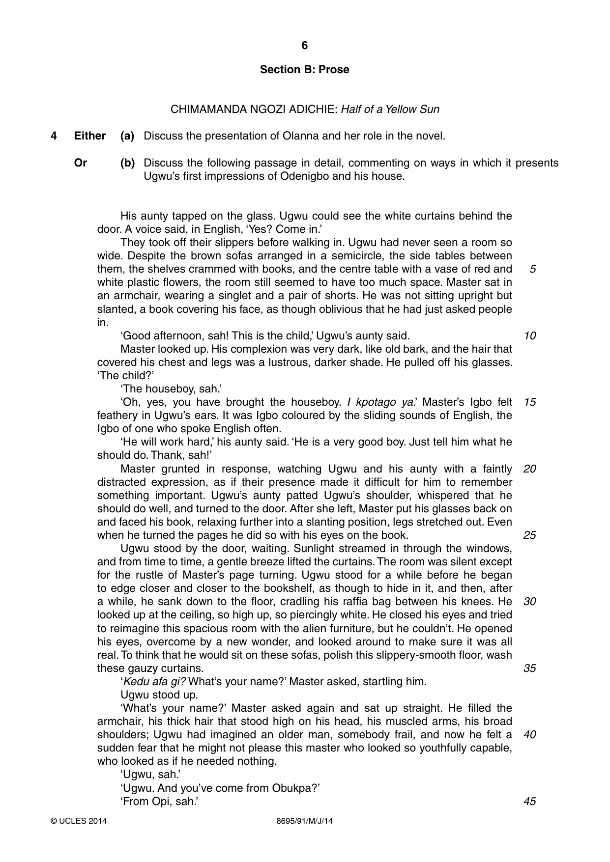 Cambridge A Level English - Language and Literature (AS Level only, from 2016) 8695 2014 May/June Paper 9 · Variant 1 question paper, page 6 of 20