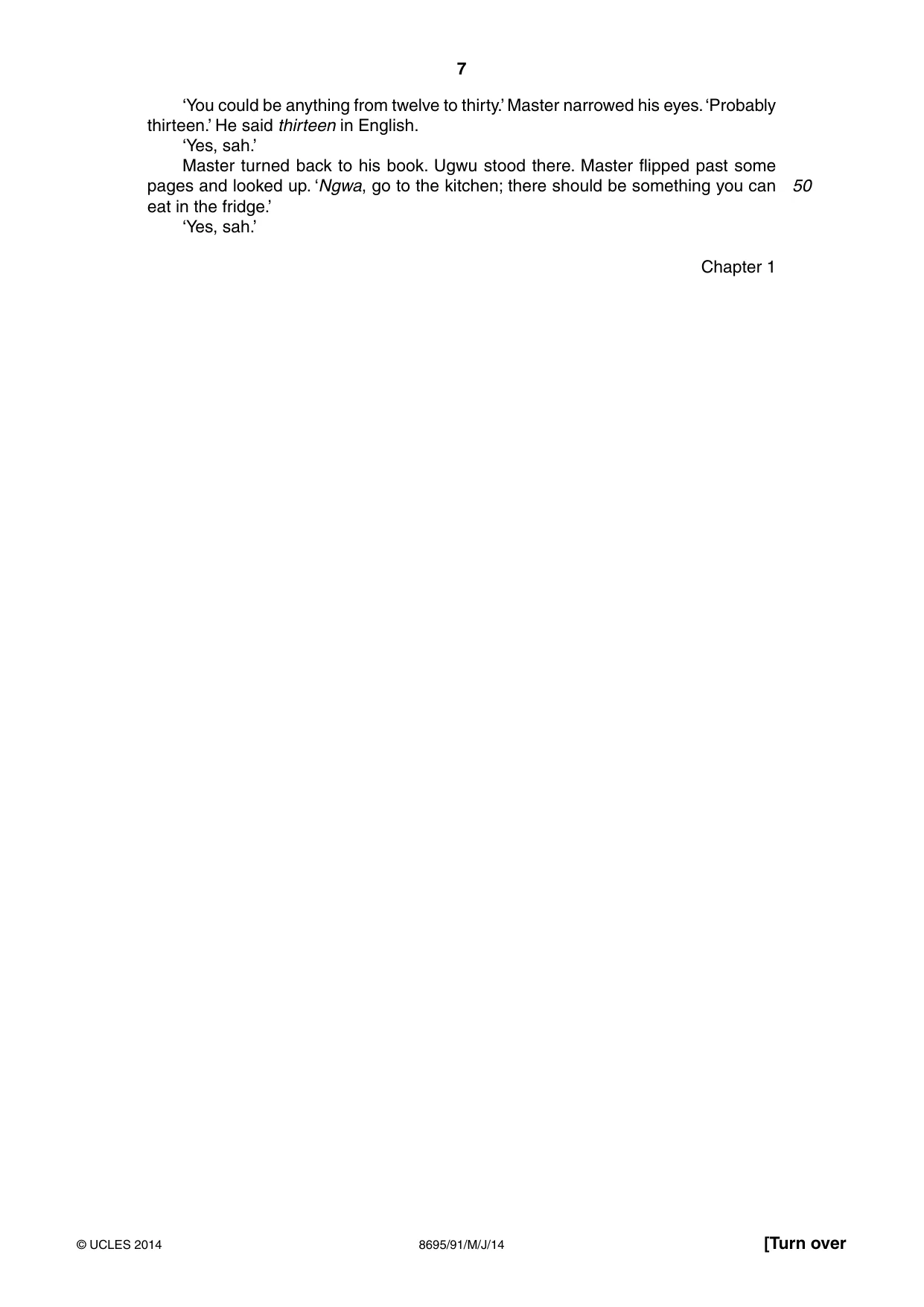 Cambridge A Level English - Language and Literature (AS Level only, from 2016) 8695 2014 May/June Paper 9 · Variant 1 question paper, page 7 of 20
