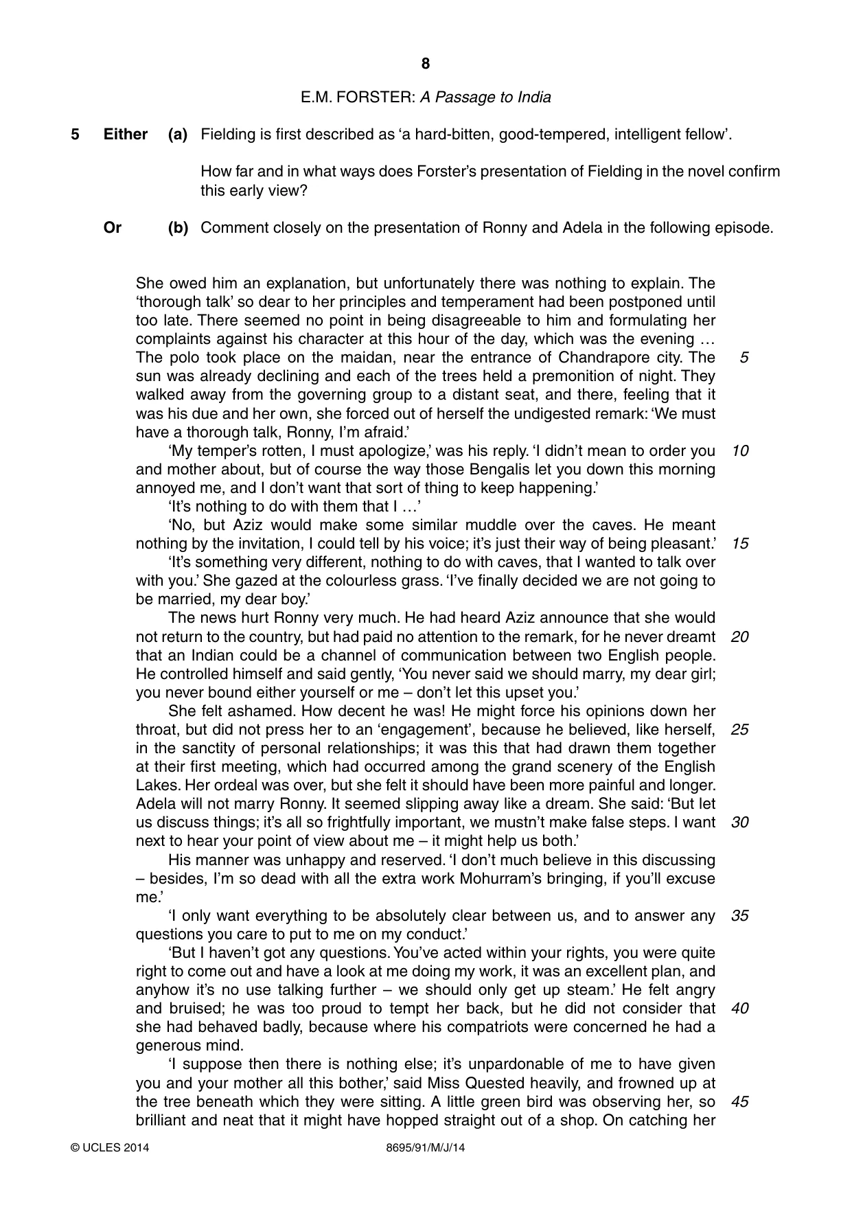 Cambridge A Level English - Language and Literature (AS Level only, from 2016) 8695 2014 May/June Paper 9 · Variant 1 question paper, page 8 of 20