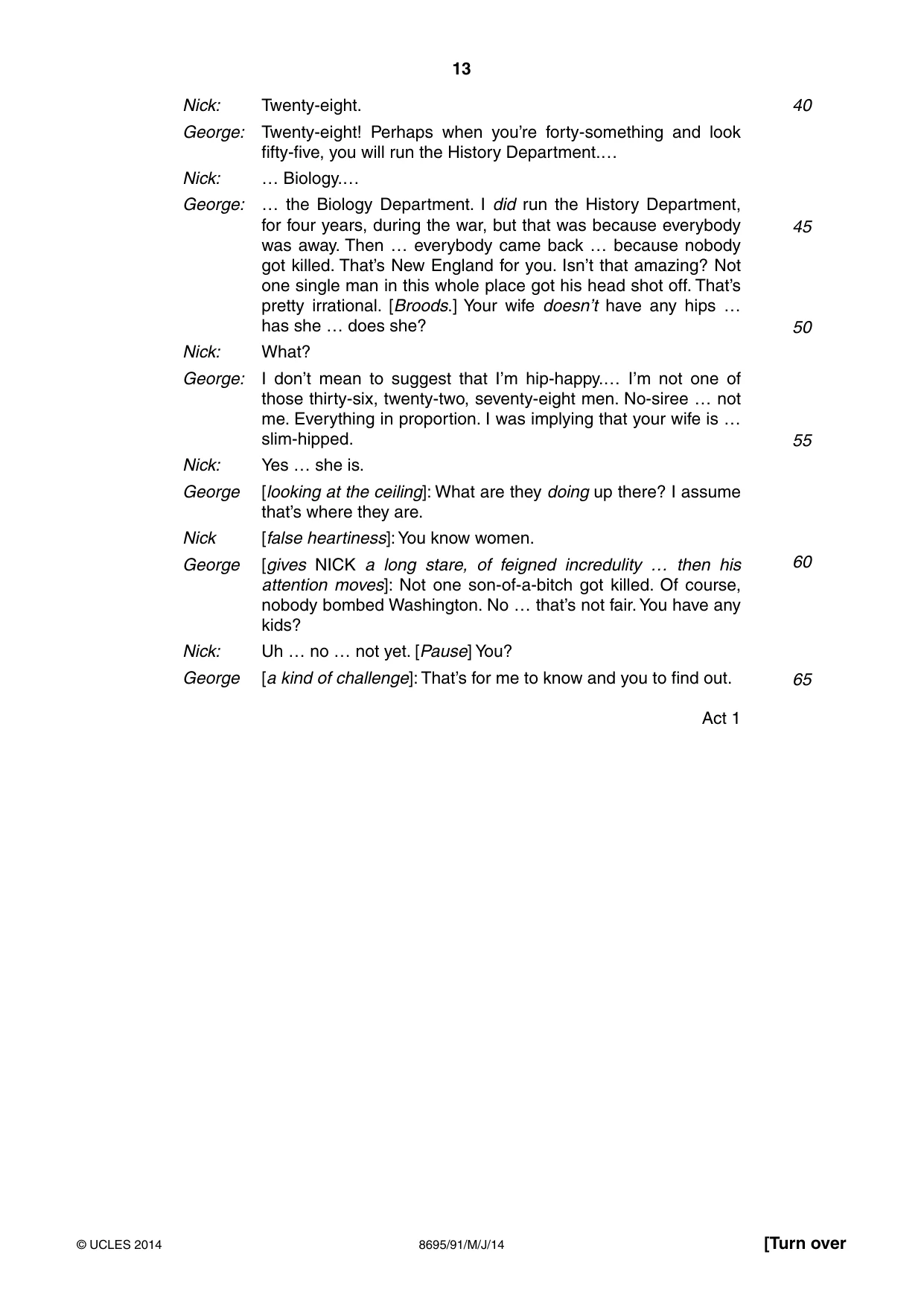 Cambridge A Level English - Language and Literature (AS Level only, from 2016) 8695 2014 May/June Paper 9 · Variant 1 question paper, page 13 of 20