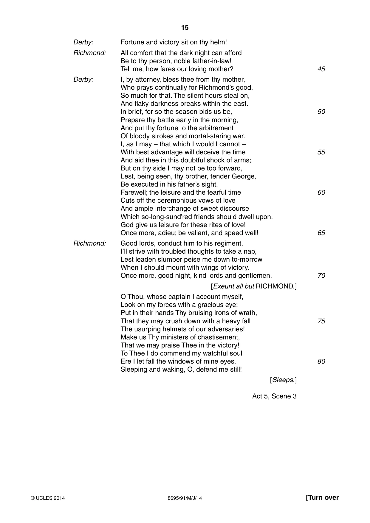 Cambridge A Level English - Language and Literature (AS Level only, from 2016) 8695 2014 May/June Paper 9 · Variant 1 question paper, page 15 of 20