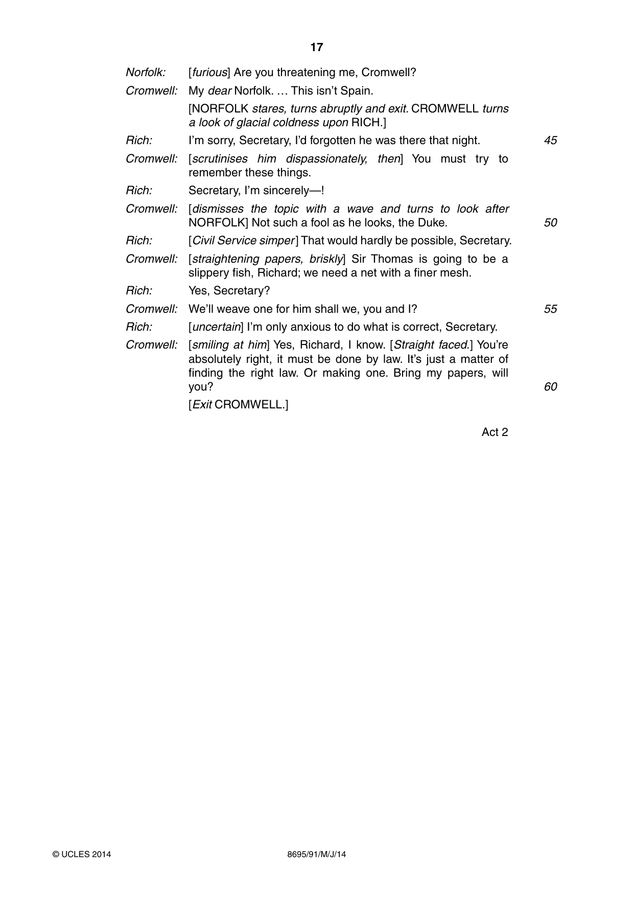 Cambridge A Level English - Language and Literature (AS Level only, from 2016) 8695 2014 May/June Paper 9 · Variant 1 question paper, page 17 of 20