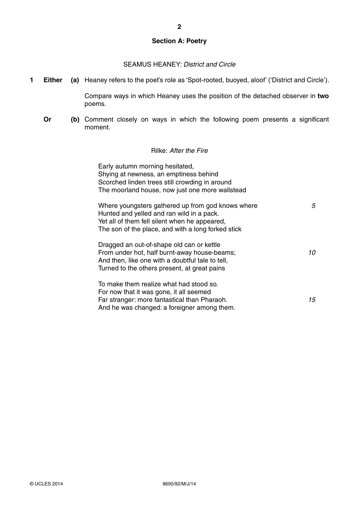 Cambridge A Level English - Language and Literature (AS Level only, from 2016) 8695 2014 May/June Paper 9 · Variant 2 question paper, page 2 of 16