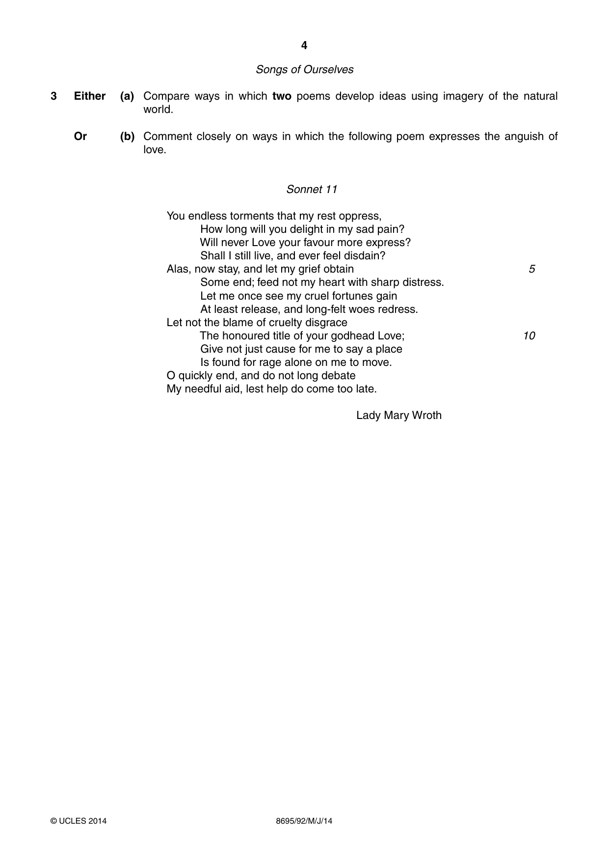 Cambridge A Level English - Language and Literature (AS Level only, from 2016) 8695 2014 May/June Paper 9 · Variant 2 question paper, page 4 of 16