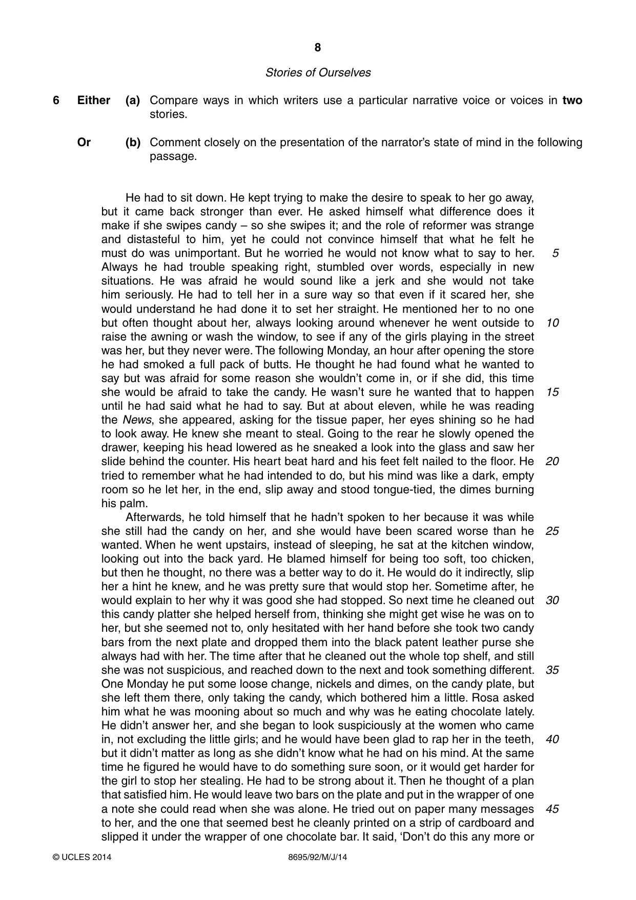 Cambridge A Level English - Language and Literature (AS Level only, from 2016) 8695 2014 May/June Paper 9 · Variant 2 question paper, page 8 of 16