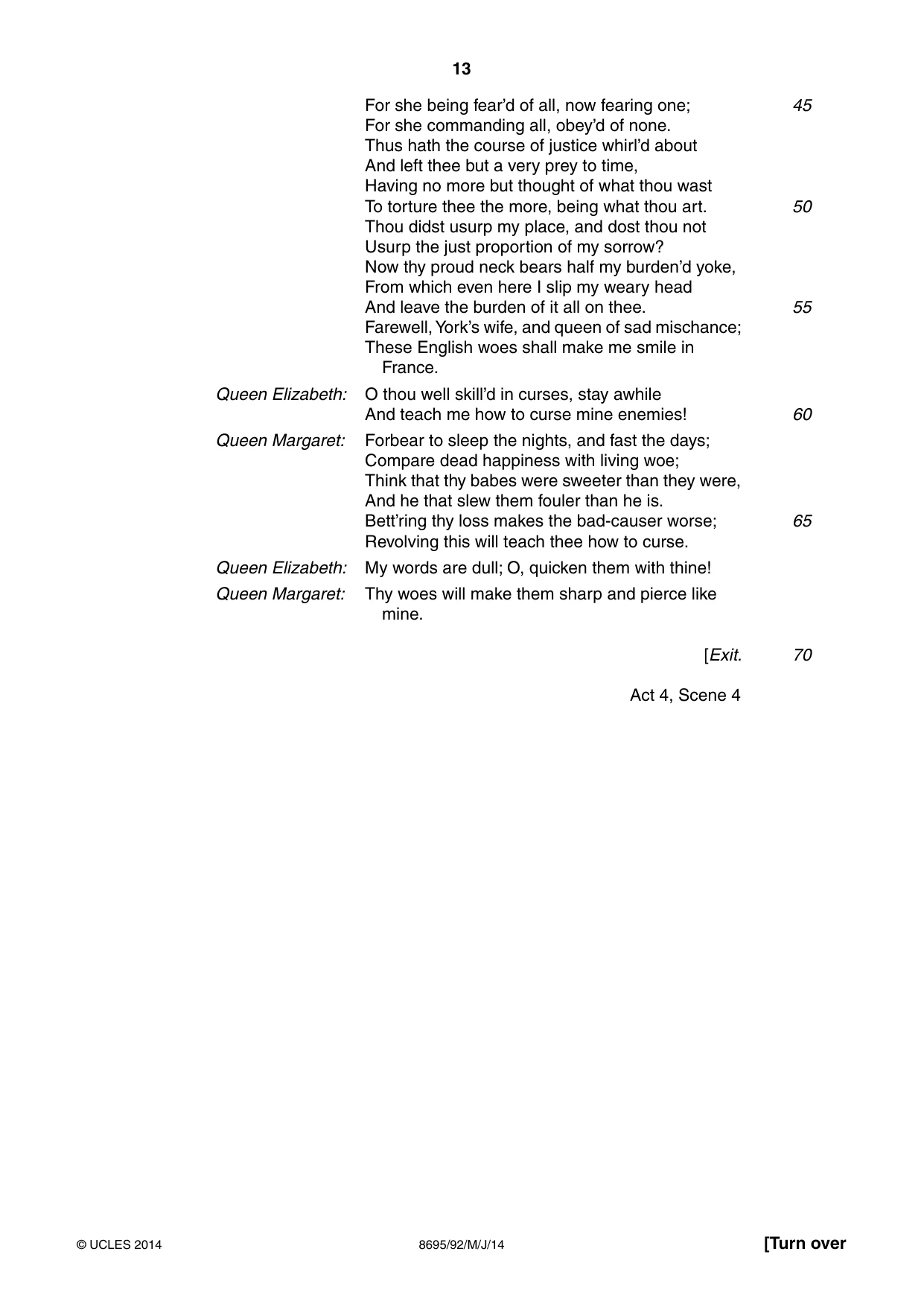 Cambridge A Level English - Language and Literature (AS Level only, from 2016) 8695 2014 May/June Paper 9 · Variant 2 question paper, page 13 of 16