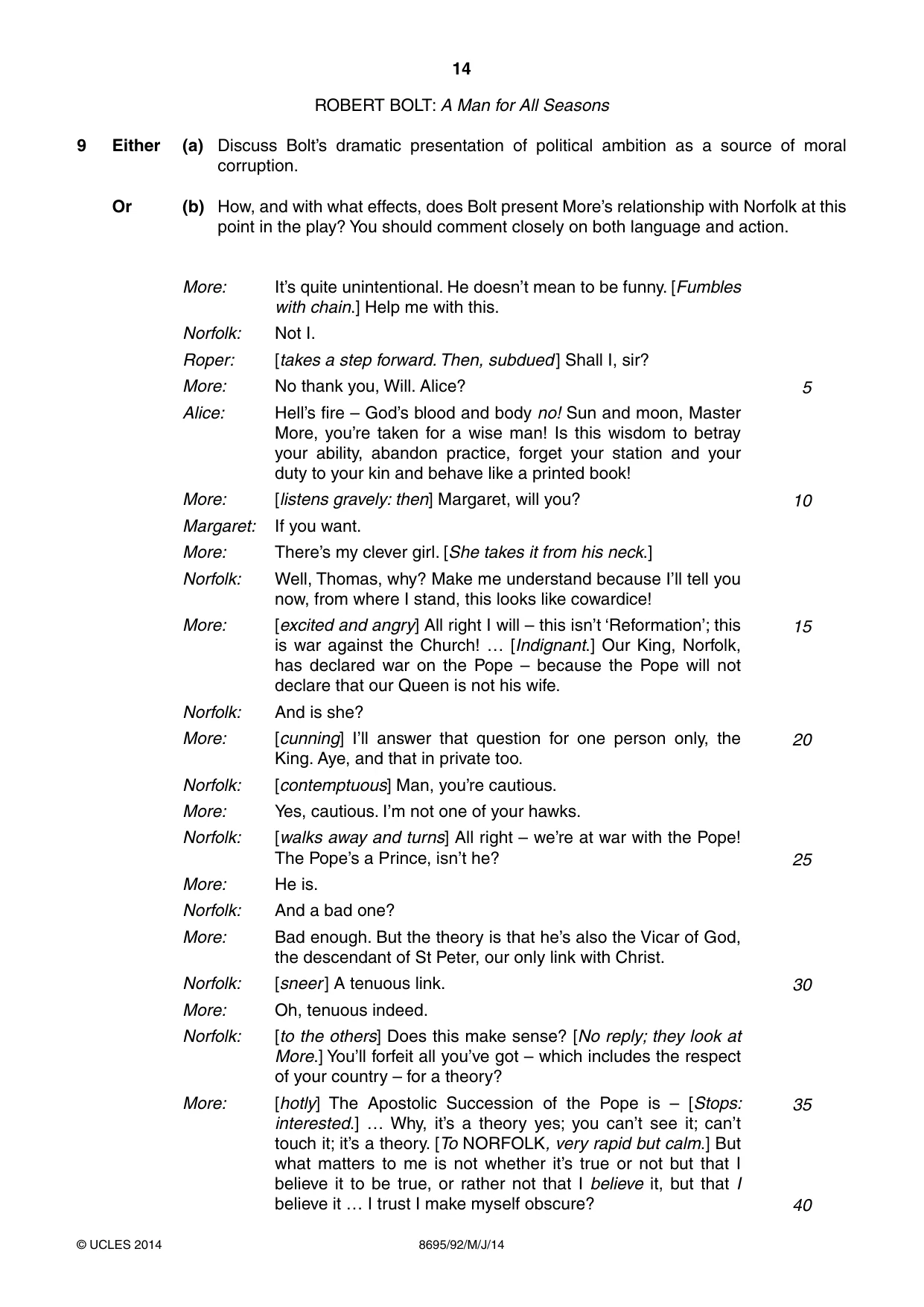 Cambridge A Level English - Language and Literature (AS Level only, from 2016) 8695 2014 May/June Paper 9 · Variant 2 question paper, page 14 of 16