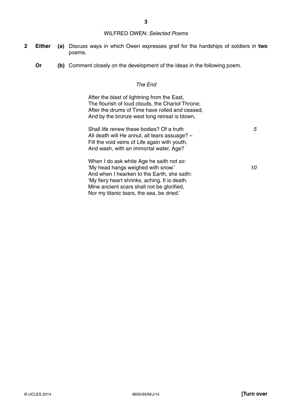 Cambridge A Level English - Language and Literature (AS Level only, from 2016) 8695 2014 May/June Paper 9 · Variant 3 question paper, page 3 of 20