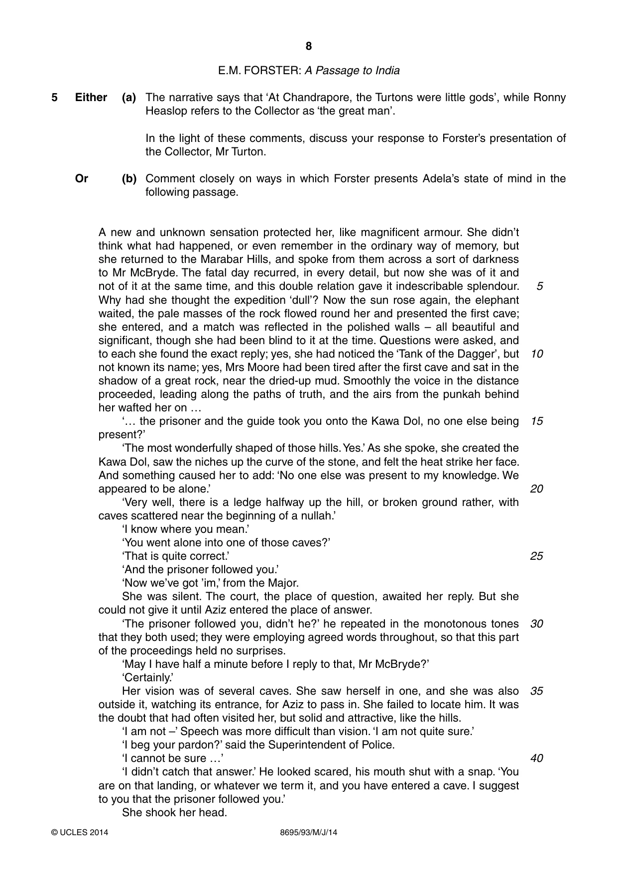 Cambridge A Level English - Language and Literature (AS Level only, from 2016) 8695 2014 May/June Paper 9 · Variant 3 question paper, page 8 of 20